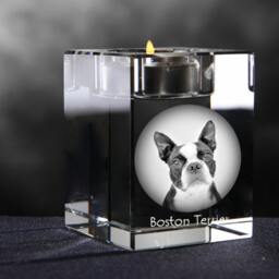 Boston Terrier, Crystal Candlestick With Dog, Souvenir, Decoration, Limited Edition, Collection - thumbnail 2