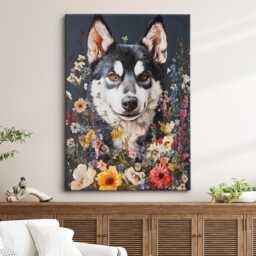 Siberian Husky Abstract Oil Painting Framed Canvas & Print Large Sizes Wall Art Poster Pet Home Decor Interior Dog Lover Gift Idea - thumbnail 1