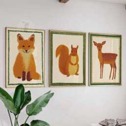 Set Of 3 Woodland Animal Posters, Fox Squirrel & Deer Nursery Prints, Forest Wall Art, Kids Room Decor, Playroom Poster Set, Gift - thumbnail 1