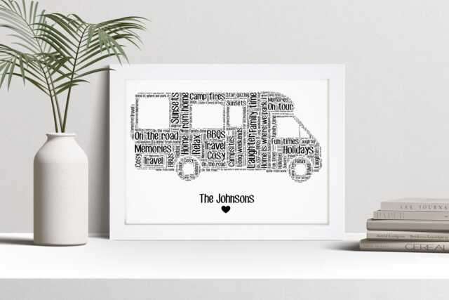 Personalised Motorhome Word Art Print, Retirement Gift, Custom Wall Framed Picture, Present For Women, Men, Couples Nl - image 1