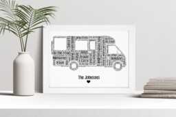 Personalised Motorhome Word Art Print, Retirement Gift, Custom Wall Framed Picture, Present For Women, Men, Couples Nl - thumbnail 1