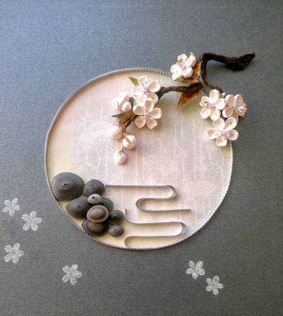 3D Cherry Blossom Quilling Japanese Sakura Floral Wall Art - image 1