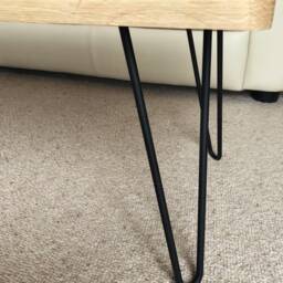 Oak Butchers Block Coffee Table, On Hairpin Legs - thumbnail 3