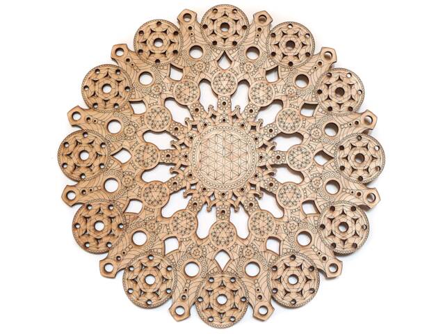 Laser Cut Wood Mandala Flower Of Life Sacred Geometry Art - image 1