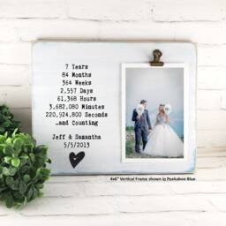 5Th Anniversary Gift, Year Count Personalized Picture Frame, Five Wooden 3 Years, Fifteen Couples Photo Frame - thumbnail 2