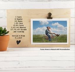 5Th Anniversary Gift, Year Count Personalized Picture Frame, Five Wooden 3 Years, Fifteen Couples Photo Frame - thumbnail 1