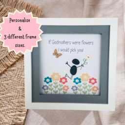 Godmother Pebble Picture Frame, Unique Handmade Pebble Art Frame For Godmothers Birthday - Memorable Gift Idea, If Were Flowers - thumbnail 2
