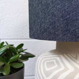Dark Blue Lampshade Textured Homespun Fabric With Silver Lining - thumbnail 2