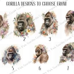 Gorilla Cushion, Pillow, Girl Gorilla, Gift, Watercolour Floral Lover, Gift For Mum, Her - thumbnail 2