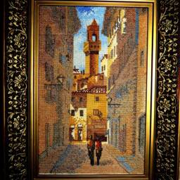 Handmade Framed Cross Stitch Italy Street Scene, Wall Decor - 18x27 cm - thumbnail 2