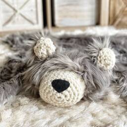 Gray Bear Rug in Faux Fur For Woodland Animal Nursery - thumbnail 3