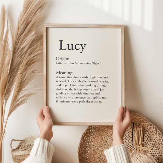 Lucy Name Meaning Print - Personalized Wall Art, Elegant Dictionary Style Poster, Baby Girl Nursery D??cor, Birthday Or Christening Gift