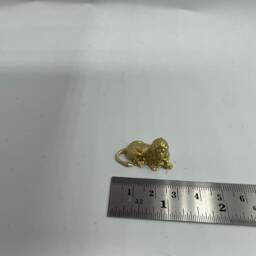 Laying Gold Lion Miniature, Tiny Animal Figurine, Dollhouse Decor, Diorama Accessory, Statue, Elegant, Painted Resin Ornament, Architecture - thumbnail 3