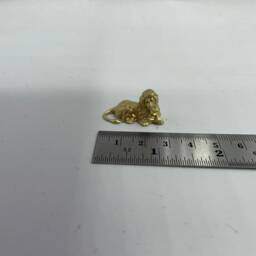 Laying Gold Lion Miniature, Tiny Animal Figurine, Dollhouse Decor, Diorama Accessory, Statue, Elegant, Painted Resin Ornament, Architecture - thumbnail 2