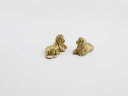 Laying Gold Lion Miniature, Tiny Animal Figurine, Dollhouse Decor, Diorama Accessory, Statue, Elegant, Painted Resin Ornament, Architecture - thumbnail 1