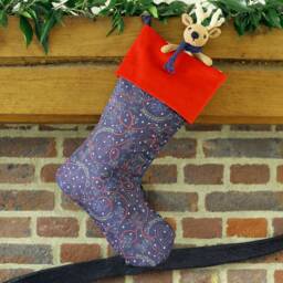Liberty Fabric Christmas Stocking Handmade With Tana Lawn & Red Velvet Cuff - thumbnail 1