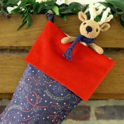 Liberty Fabric Christmas Stocking Handmade With Tana Lawn & Red Velvet Cuff - thumbnail 2