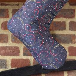 Liberty Fabric Christmas Stocking Handmade With Tana Lawn & Red Velvet Cuff - thumbnail 3