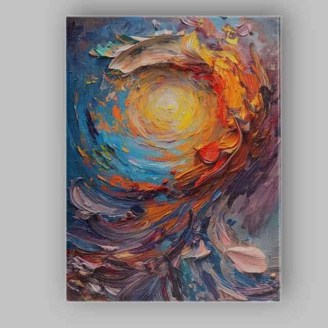 Radiant Swirling Abstract Light Impasto Texture Canvas Wall Art Print Decor Picture Ready To Hang - image 1