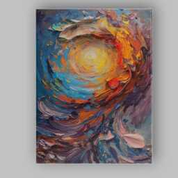 Radiant Swirling Abstract Light Impasto Texture Canvas Wall Art Print Decor Picture Ready To Hang - thumbnail 1