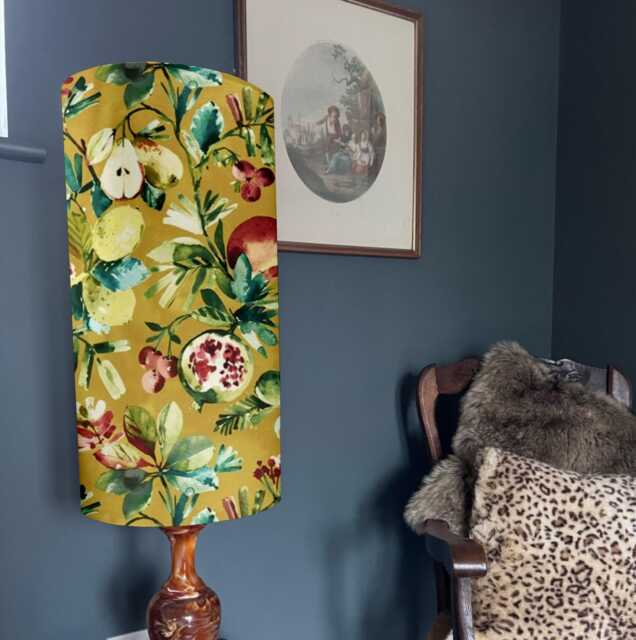 Fruta Fig Velvet Cylinder Lampshade, Extra Tall Summer Fruit Garden Velvet - image 1