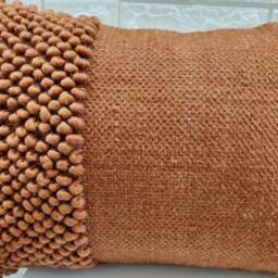 Deep Orange Rust Chunky Loops Hand Woven 100% Wool 12x20, 14x20, 16x16, 18x18 , 20x20 Inches Decorative Throw Pillow Cover - thumbnail 2