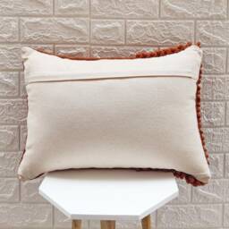 Deep Orange Rust Chunky Loops Hand Woven 100% Wool 12x20, 14x20, 16x16, 18x18 , 20x20 Inches Decorative Throw Pillow Cover - thumbnail 3