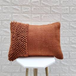 Deep Orange Rust Chunky Loops Hand Woven 100% Wool 12x20, 14x20, 16x16, 18x18 , 20x20 Inches Decorative Throw Pillow Cover
