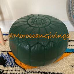 stuffed Moroccan Pouf/Floor Cushions Footstool Berber Pouf Ottoman Leather - thumbnail 4