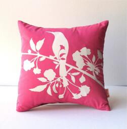 Hot Pink Blooming Blossom-Mini 10.5 Inches Square Pillow - thumbnail 1
