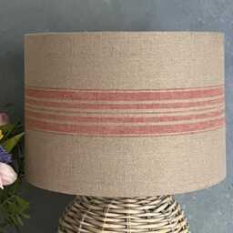 Linen Lampshade Or Ceiling Woven Red Stripes On Natural French Linen - thumbnail 2