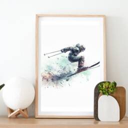 Skiing Posters Set - Of 3 Prints - Ski Gifts Watercolor St Anton, Morzine Wall Art Definition Print - thumbnail 2