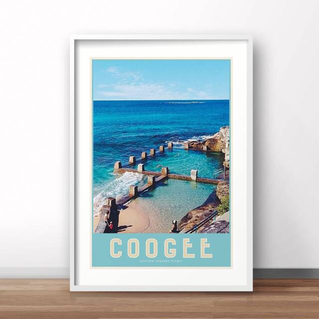 Coogee Beach Sydney Retro Print, Vintage Australian Travel Poster - image 1