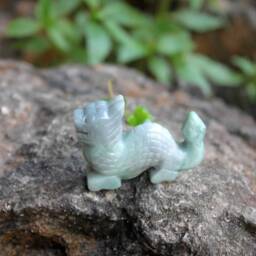Unique Hand Carved, Light Lavender - Green Jadeite Jade - Grade A Pi-xiu Dragon Figurine - thumbnail 2