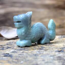 Unique Hand Carved, Light Lavender - Green Jadeite Jade - Grade A Pi-xiu Dragon Figurine