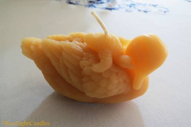 Swan With Baby Beeswax Candle/100% Natural Bird Lake Pond Love Valentines Mothers Day Wedding Event Candles - image 1