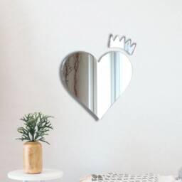 Heart With Crown Acrylic Mirror Wall Art - Bespoke Decor - thumbnail 2