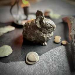 Bronze Bunny Sculpture Tawny Cottontail, Luxury Art Decor By Kindrie Grove - thumbnail 2