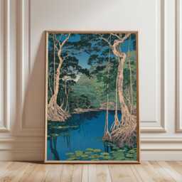 Mangrove Forest Lake Poster, Japanese Nature Landscape Art Print - thumbnail 1