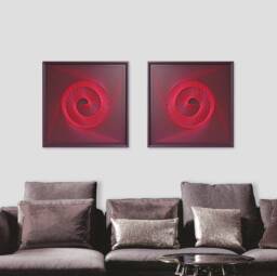 Burgundy Red Spiral String Art - Large 3D Neon Glow in The Dark Wall Decor - thumbnail 1