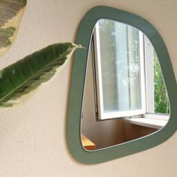 Green Small Wall Mirror, Sage Green Decor, Little Cute Minimalist Wood Frame Makeup Aesthetic Mirror - thumbnail 3