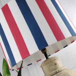 Red, White & Blue Striped Drum Lampshade, Nautical Style - thumbnail 2
