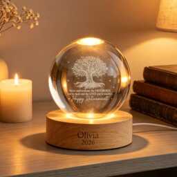 Happy Retirement Led Light, Personalized Crystal Ball Light Night, Custom Gift For Boss Coworker, Retired Her - thumbnail 1