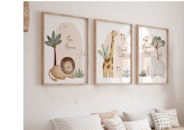 Safari Prints, Gender Neutral Nursery Decor, Baby Boys, Girls, Unisex, Nursery Wall Art, Jungle, Animals, Safari Theme, Bedroom, Kids, Toddler - image 1