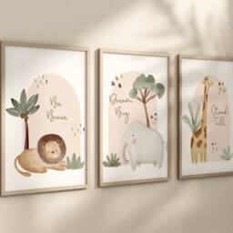 Safari Prints, Gender Neutral Nursery Decor, Baby Boys, Girls, Unisex, Nursery Wall Art, Jungle, Animals, Safari Theme, Bedroom, Kids, Toddler - thumbnail 2