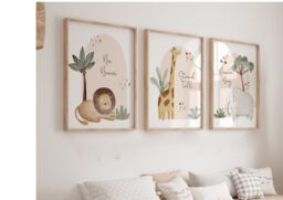 Safari Prints, Gender Neutral Nursery Decor, Baby Boys, Girls, Unisex, Nursery Wall Art, Jungle, Animals, Safari Theme, Bedroom, Kids, Toddler - thumbnail 1