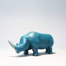 Wooden Rhinoceros Sculpture - 2 - thumbnail 2