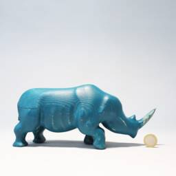 Wooden Rhinoceros Sculpture - 2 - thumbnail 4