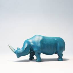 Wooden Rhinoceros Sculpture - 2 - thumbnail 1