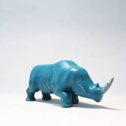 Wooden Rhinoceros Sculpture - 2 - thumbnail 3